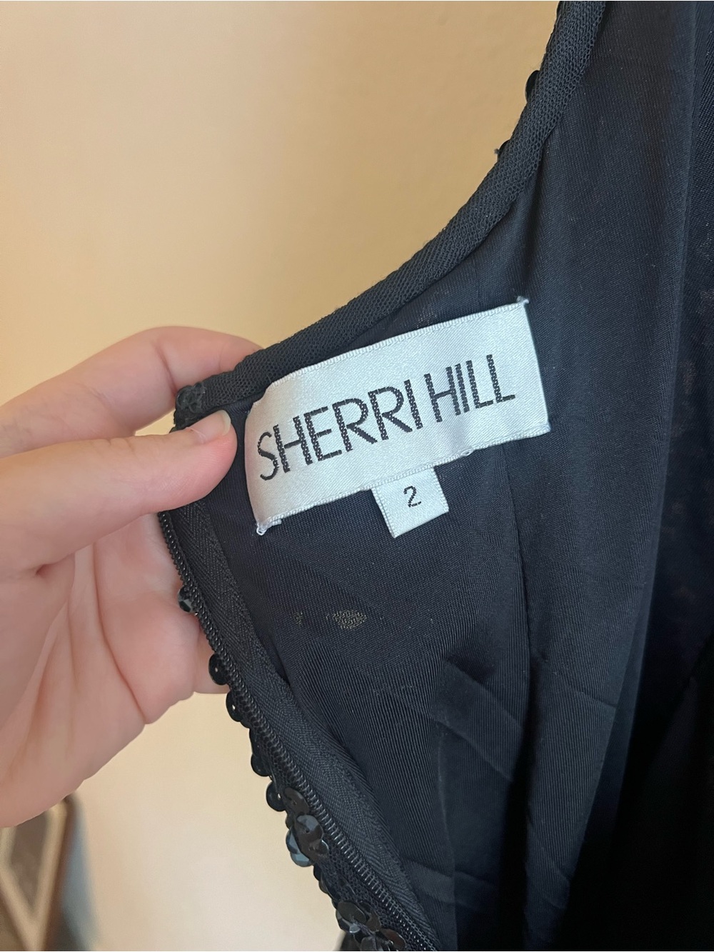 Sherri Hill Black One-Shoulder Sequin Mini Dress - Picture 3 of 5